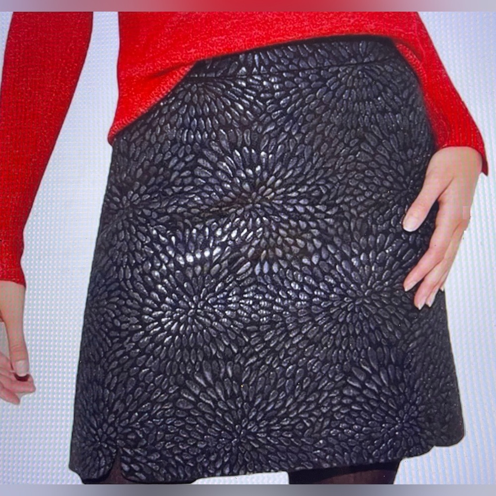 NWT Loft Jacquard Shimmer Black Metallic Mini Skirt